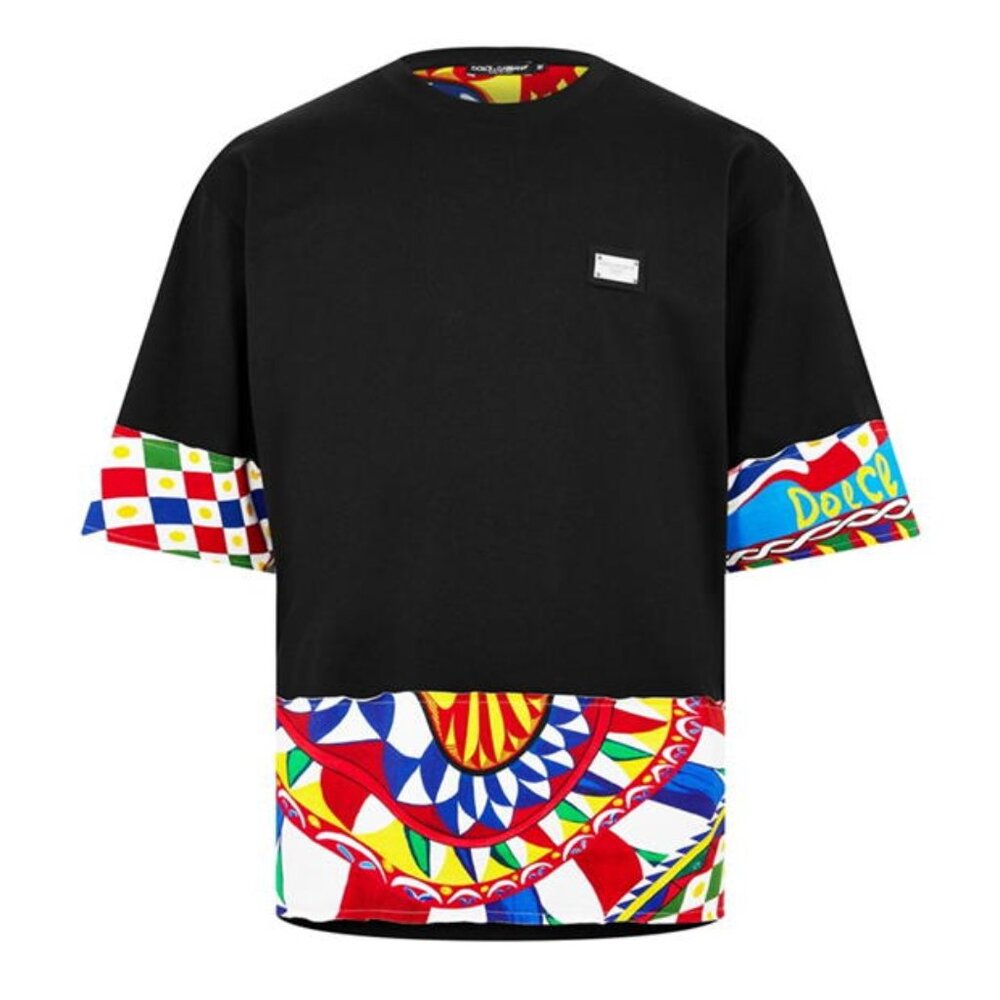 Dolce & Gabbana - Men's Contrasting Sicilian Carretto-print Short Sleeve TShirt